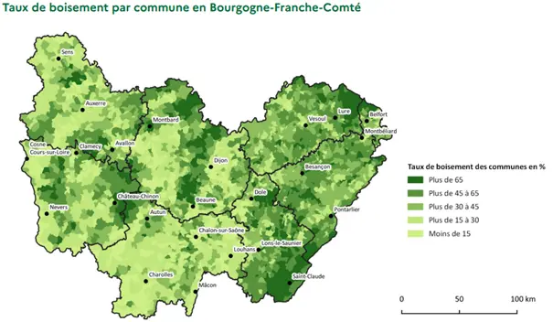 Taux de boissement des communes en Bourgogne-Franche-Comté